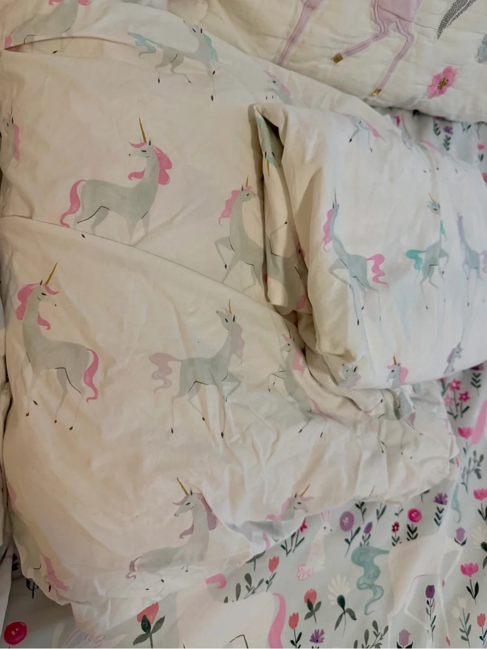 Pottery Barn Kids Mystical Unicorn Organic Cotton Full/Queen Duvet Cover Bedding